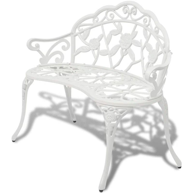 Outdoor Patio Bench Garden Bench Furniture with Armrests Cast Aluminum
