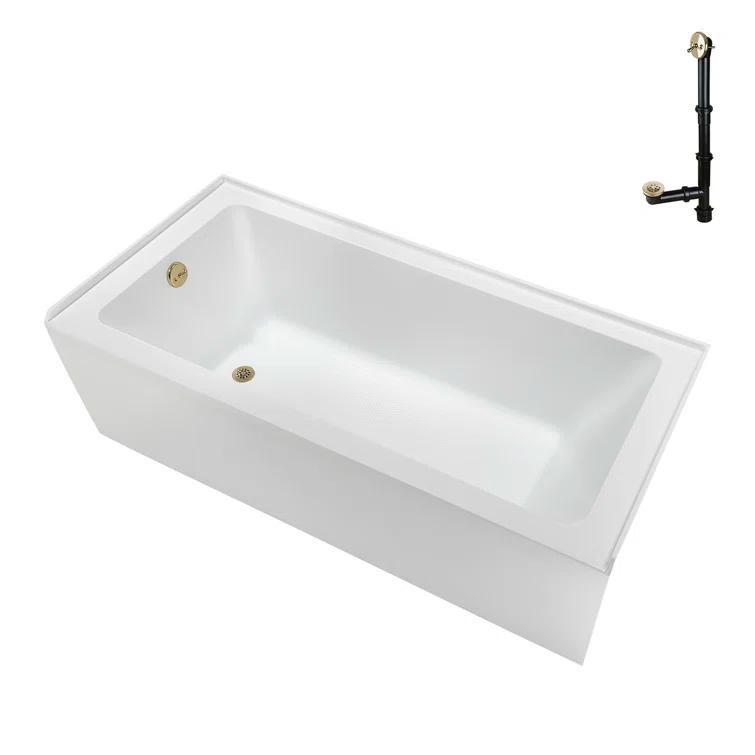 Streamline Bath Streamline 60 in. x 30 in. Acrylic Left-Hand Drain Alcove Bathtub in Glossy White With External Drain NAL-5320-PBR