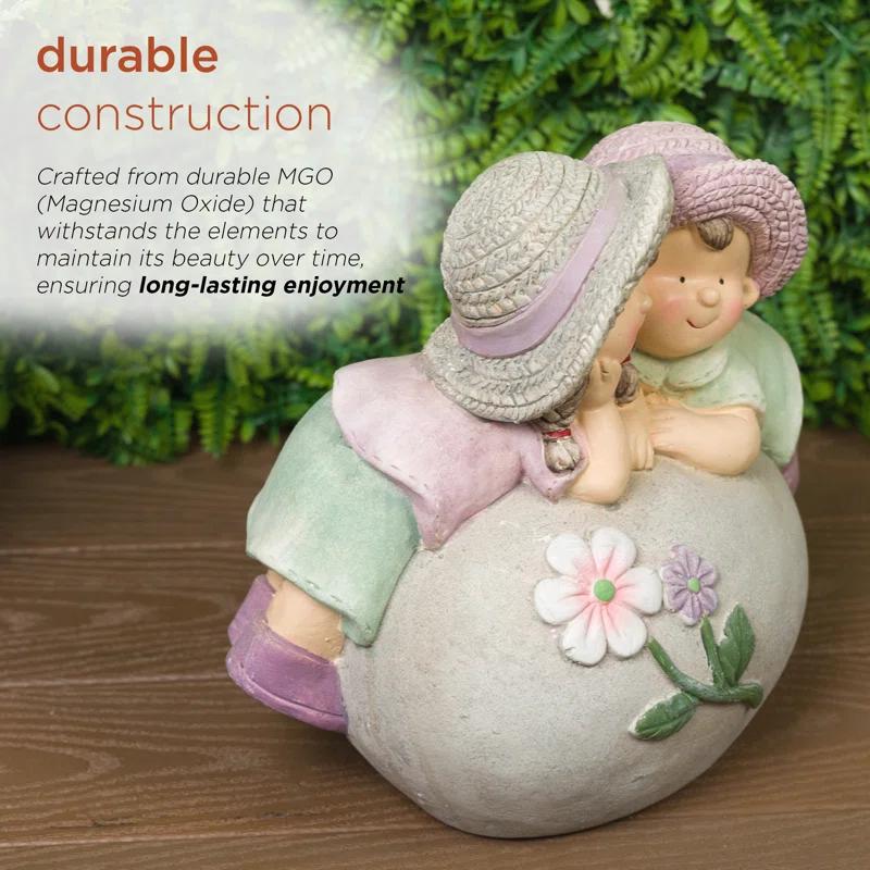 Alpine 11"H Children Leaning on Stone Garden Statue