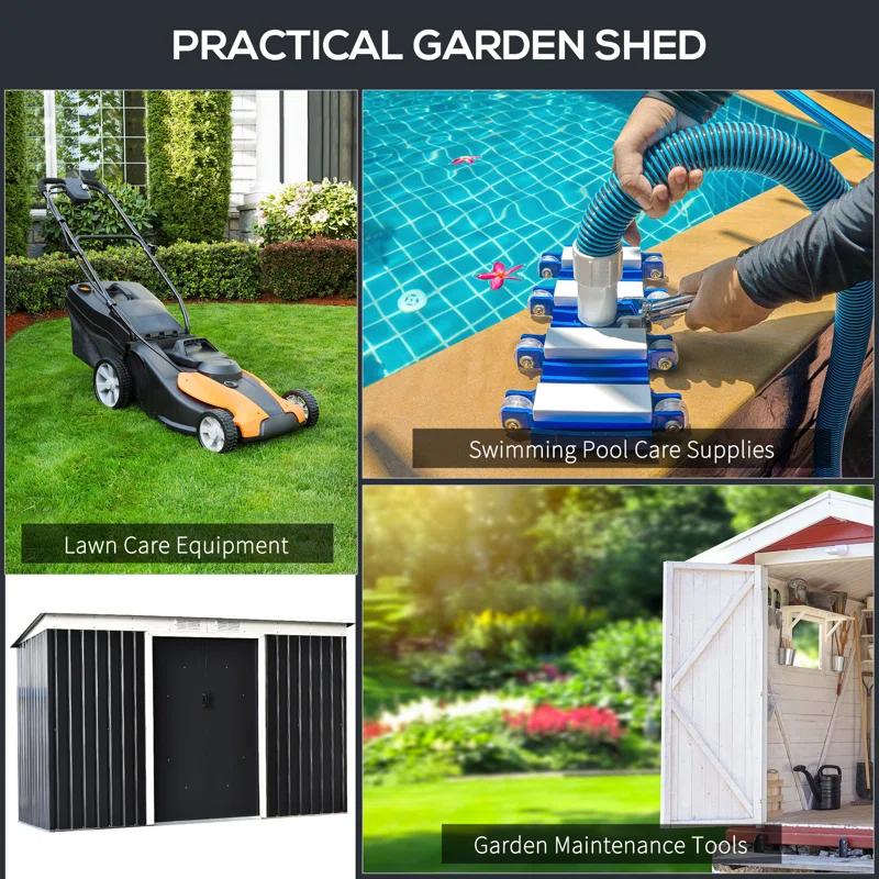 9 ft. W x 4 ft. D Metal Horizontal Tool Shed
