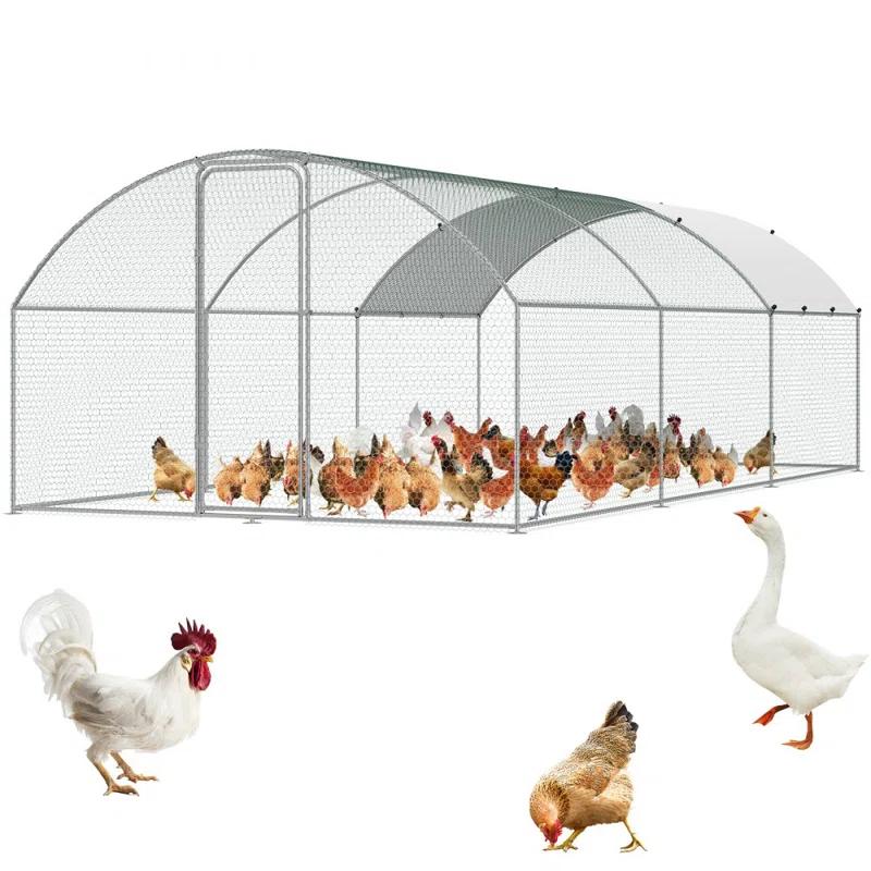 Tucker Murphy Pet™ Large Metal Chicken Coop with Run, 9.8x19.3x6.5 ft Walk-in Chicken Runs for Yard with Cover