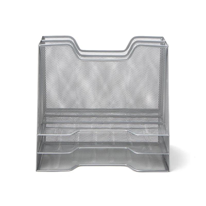 Inbox Zero Desktop Organizer, Vertical File Holder, Paper Trays, Office, Metal Mesh, 12.5"L x 11.5"W x 9.5"H