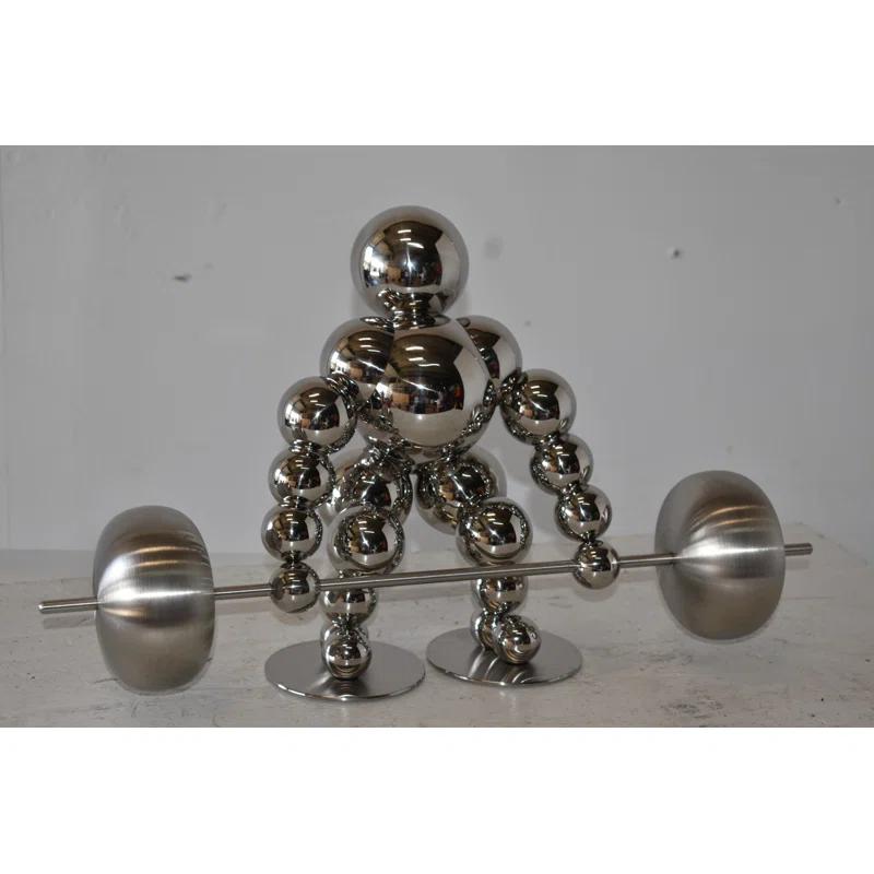 Alesja Modern Art Weightlifter First Pull Position Chrome Statue Size: 20" x 8" x 11"H