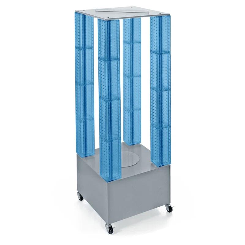Azar Displays 700228-BLU Multi-Tower Pegboard Floor Display on Wheeled Base. Panel Size: 4"W x 48"H