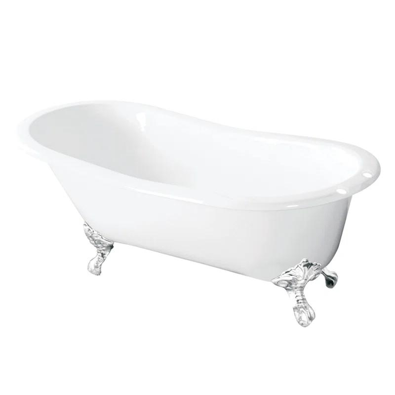 Kingston Brass Tazatina 54-Inch Cast Iron Oval Single Slipper Clawfoot Tub (7-Inch Faucet Drillings)