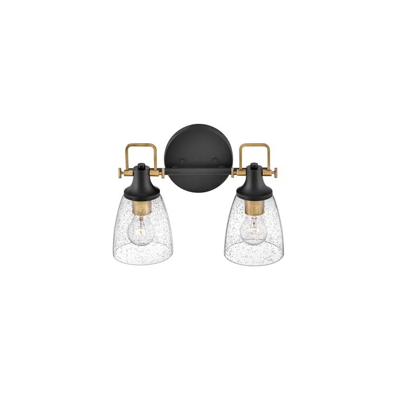 Easton Two-Light Bath Vanity Fixture w/ Clear Seedy Glass Shades