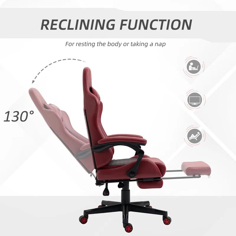 BEST CHOICE APPLIANCES LLC Racing Gaming Chair Diamond PU Leather Office Gamer Chair High Back Swivel Recliner With Footrest