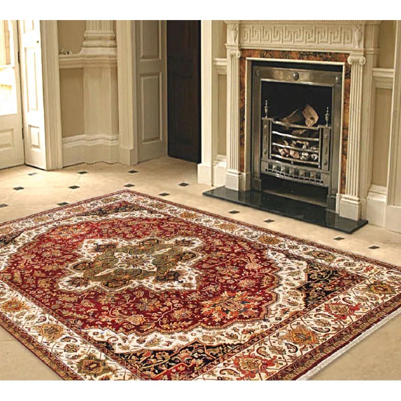 Pasargad One-of-a-Kind Agra Hand-Knotted Burgundy 8' x 10' Wool Area Rug | Wayfair