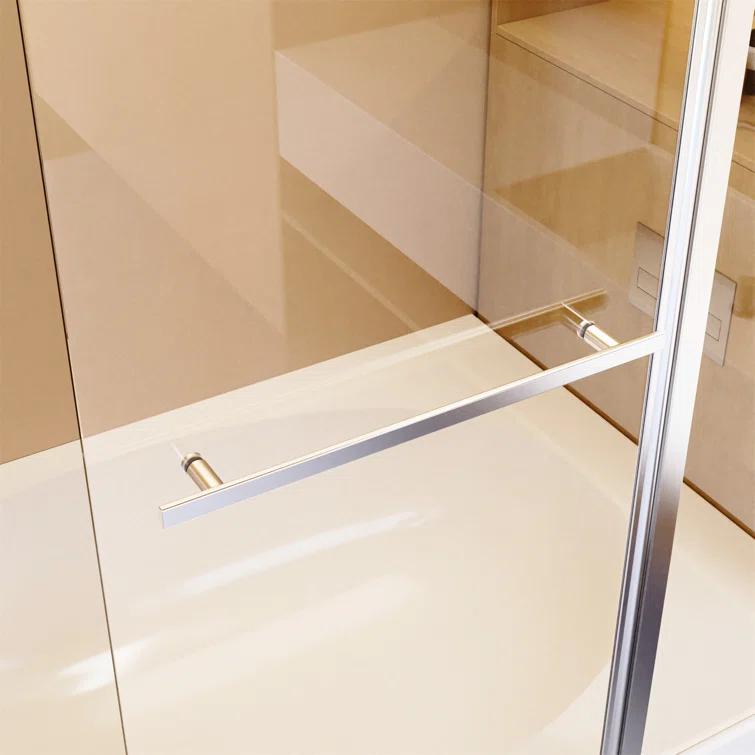 43"W x 58"H Frameless Folding Pivot Bathtub Door with 6mm Thick Clear Tempered Glass Door