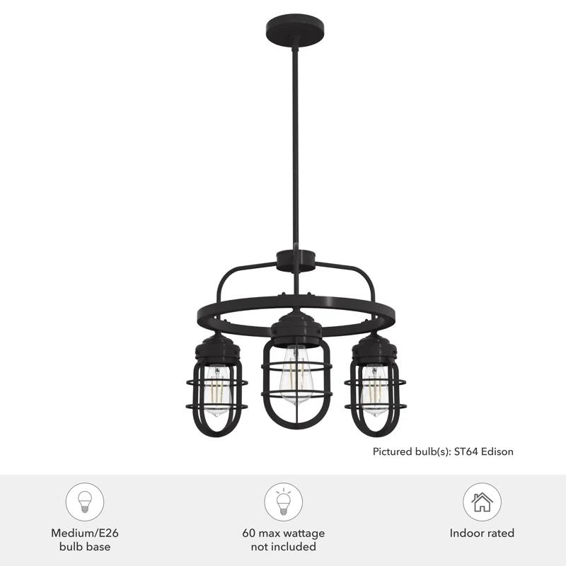 Starklake 3 Light Chandelier Statement Wagon Wheel Chandelier