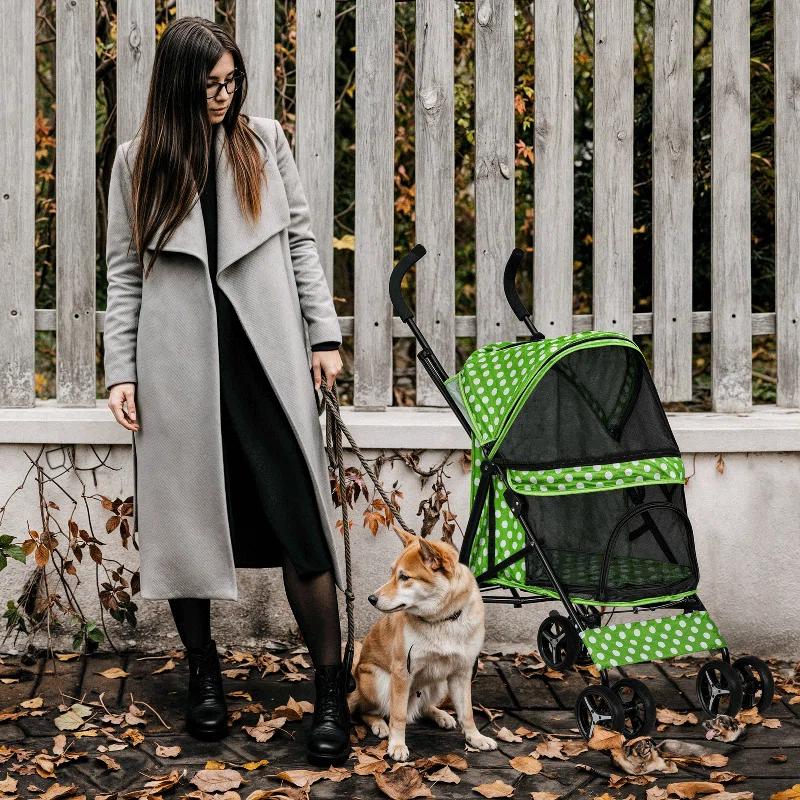 Magshion Pet Stoller Dog Cat Stoller Comfortable Lightweight Stroller With Adjustable Canopy