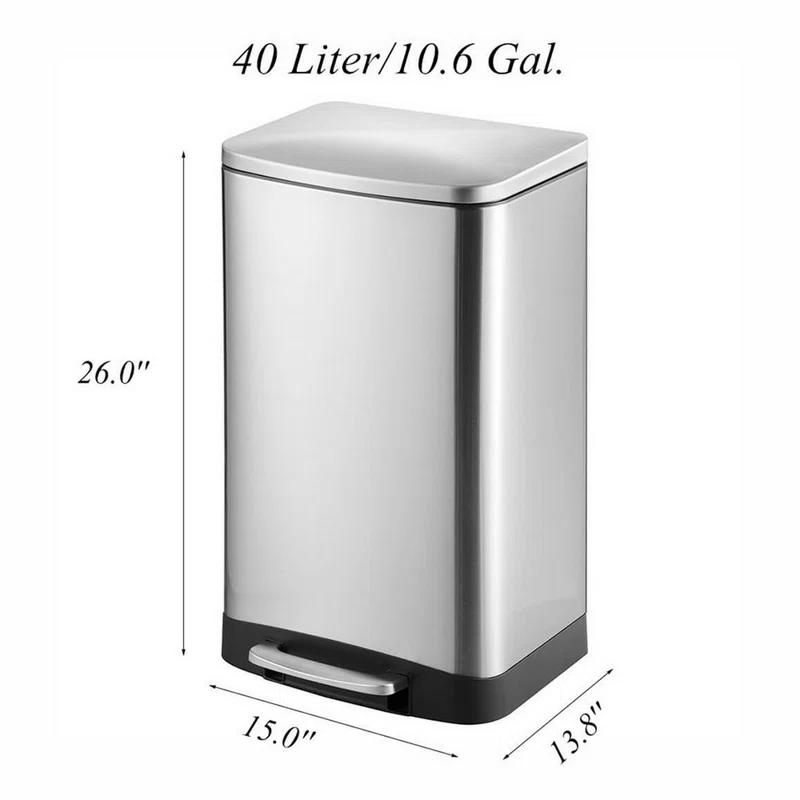 Steel Step On Trash Can - 10.6 Gallons