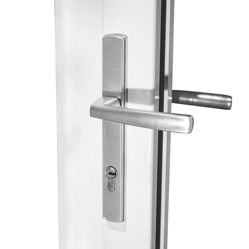 KaMic 120" inch 4 Panels Aluminum Folding Door In White, One Door Swing Out & Three Door Folded