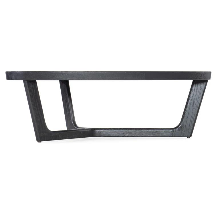 Triangular Black Oak Coffee Table with Rounded Corners