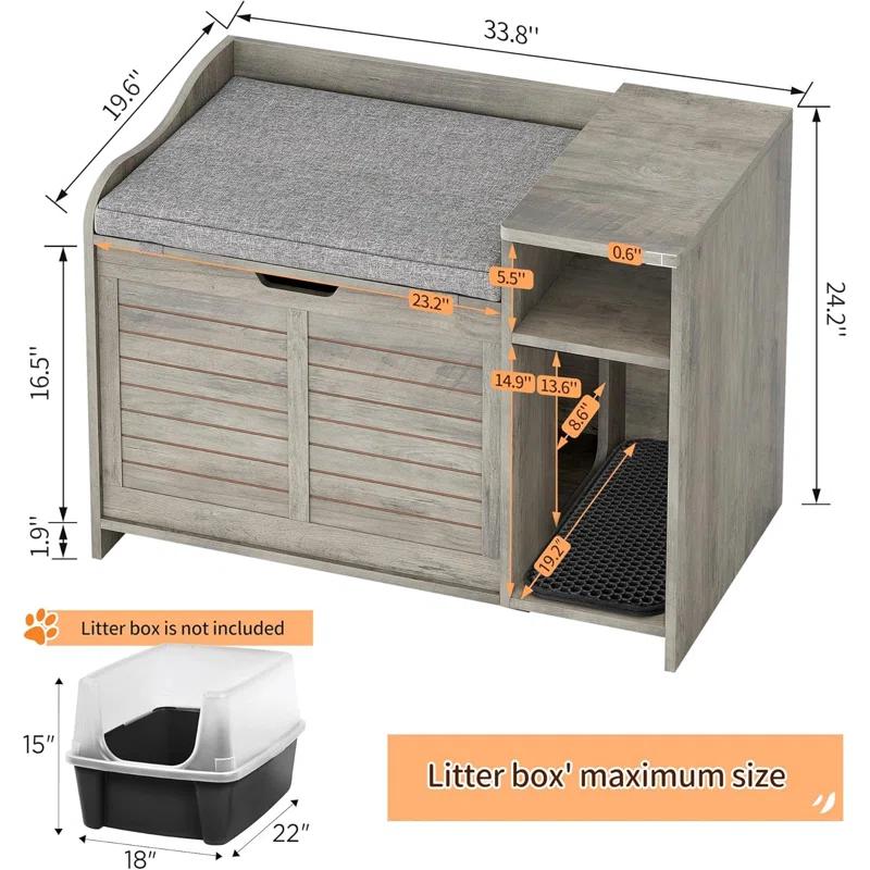 Archie & Oscar™ Cat Litter Box Enclosure Furniture, Cat Washroom Hidden Furniture