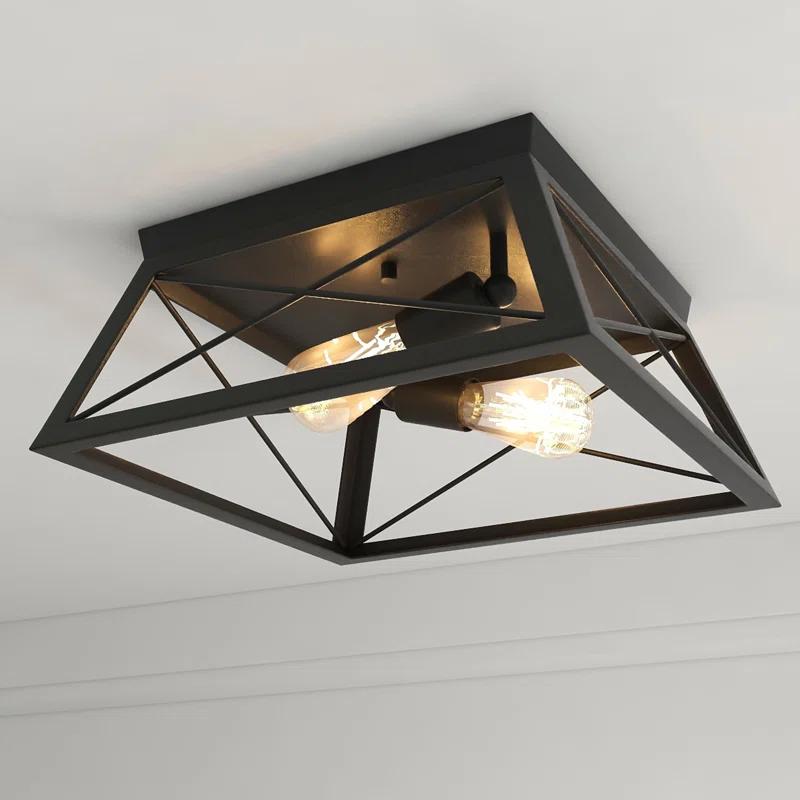 Moen 2-Light Finished Cage Classic Modern Dimmable Flush Mount Light