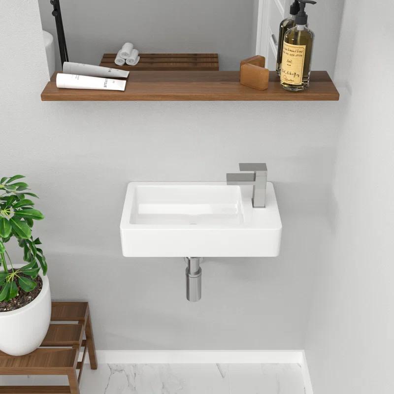 Lordear LGP1810-11 Lordear 10'' White Ceramic Rectangular Bathroom Sink