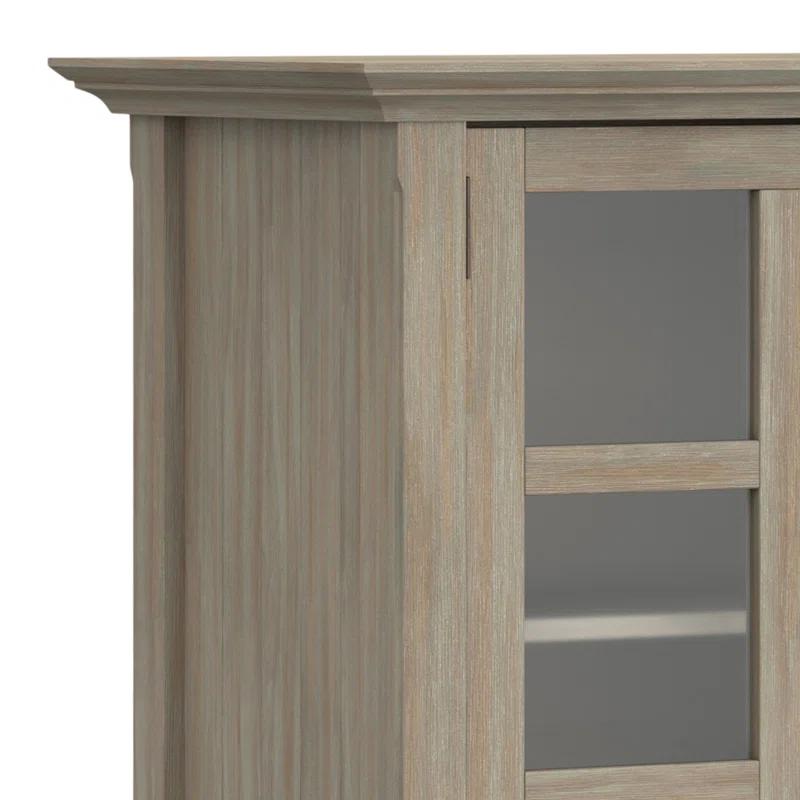 Simpli Home Acadian Wood 62" Transitional Cabinet in Gray