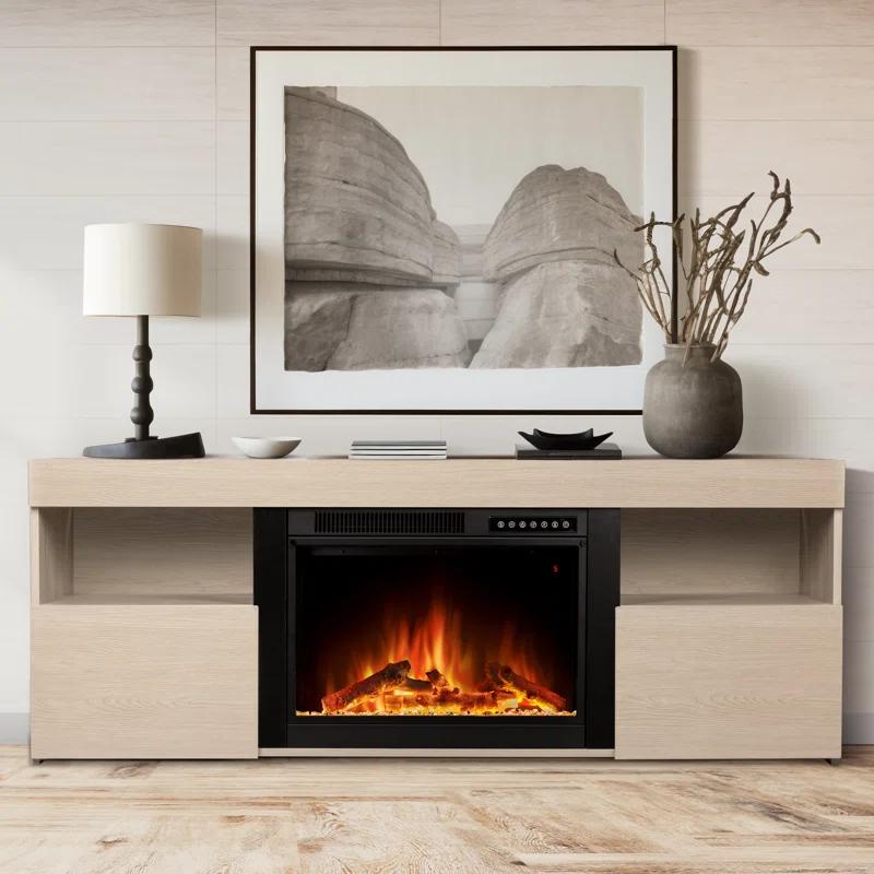 COWSAR COWSAR TV Stand for TVs up to 60" with Electric Fireplace with Remote Control,Adjustable Real 3d Flame Brightness