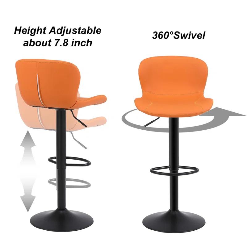 Illyas Swivel Upholstered Adjustable Height Counter Stool with Metal Frame
