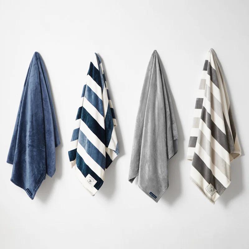 Nautica Solid Ultra Soft Plush Fleece Blanket