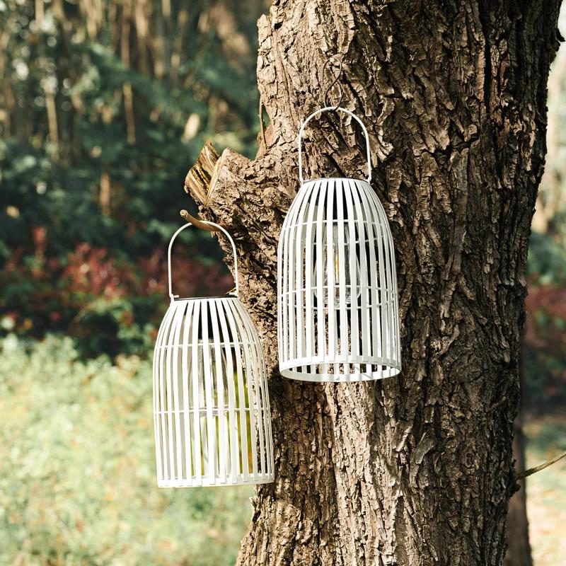 Glitzhome 9.75'' Integrated LED Outdoor Lantern (Set of 2)