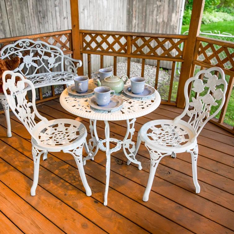 SunnyDaze Decor 2 - Person Metal Patio Dining Set with Round Table
