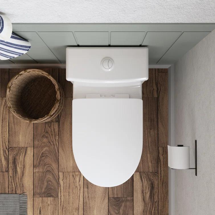 DeerValley DeerValley Liberty Compact Toilets One-Piece Toilet With High-Efficiency Flush Round Toilet for Space-Saving Floor Mounted (Seat Included) DV-1F52812-WHITE