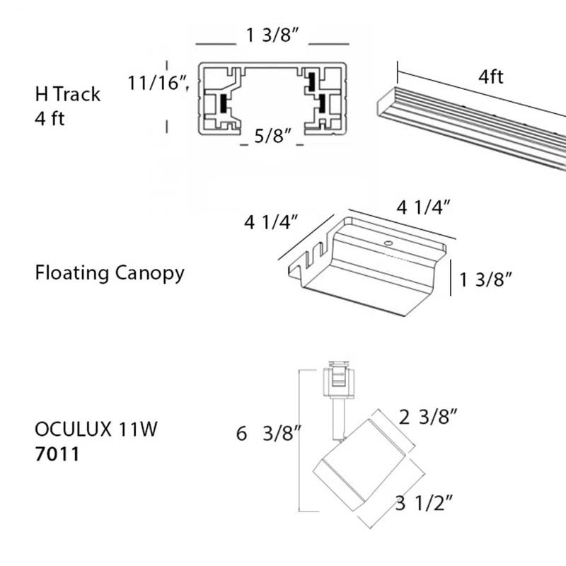 Ocularc 48'' 3 -Light Track Track Kit with Dimmable and Adjustable Head