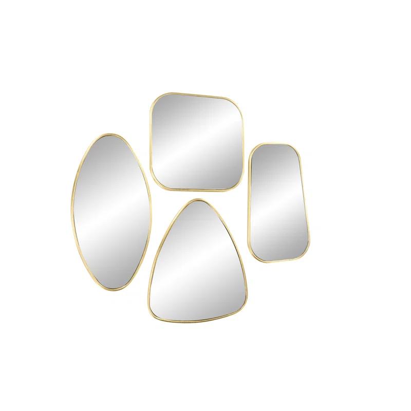 CosmoLiving by Cosmopolitan Metal Gold Wall Mirror with Varying Shapes Set