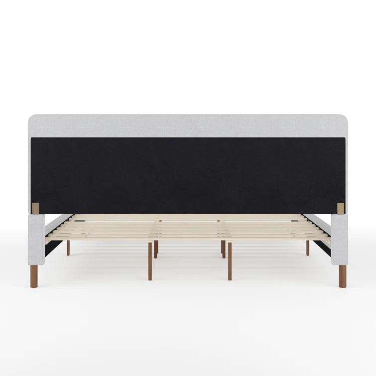 Martha Stewart Martha Stewart Britta Upholstered Platform Bed With Piped Detail Headboard