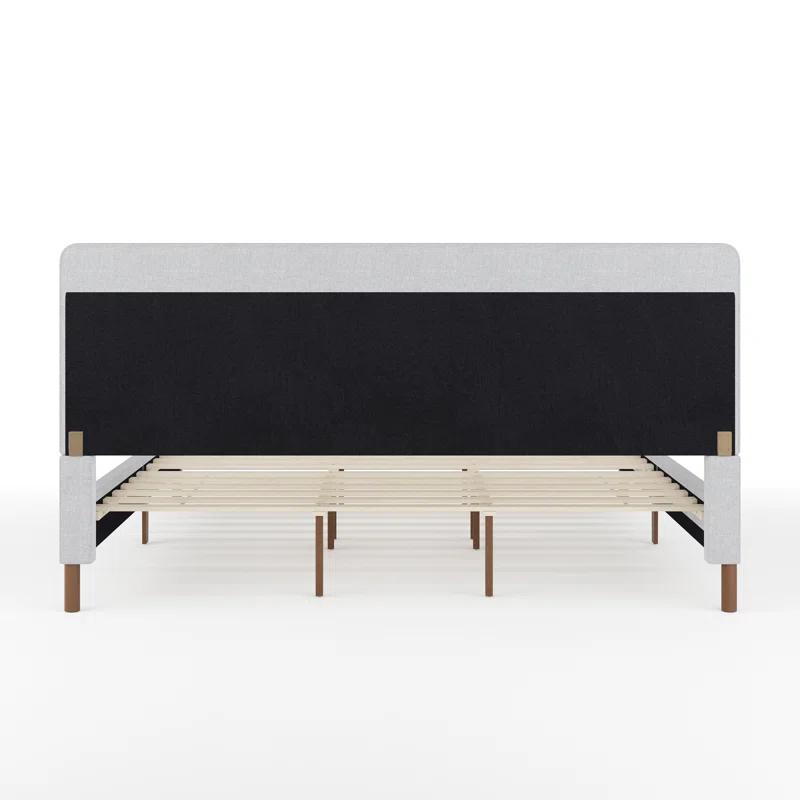 Martha Stewart Martha Stewart Britta Upholstered Platform Bed With Piped Detail Headboard