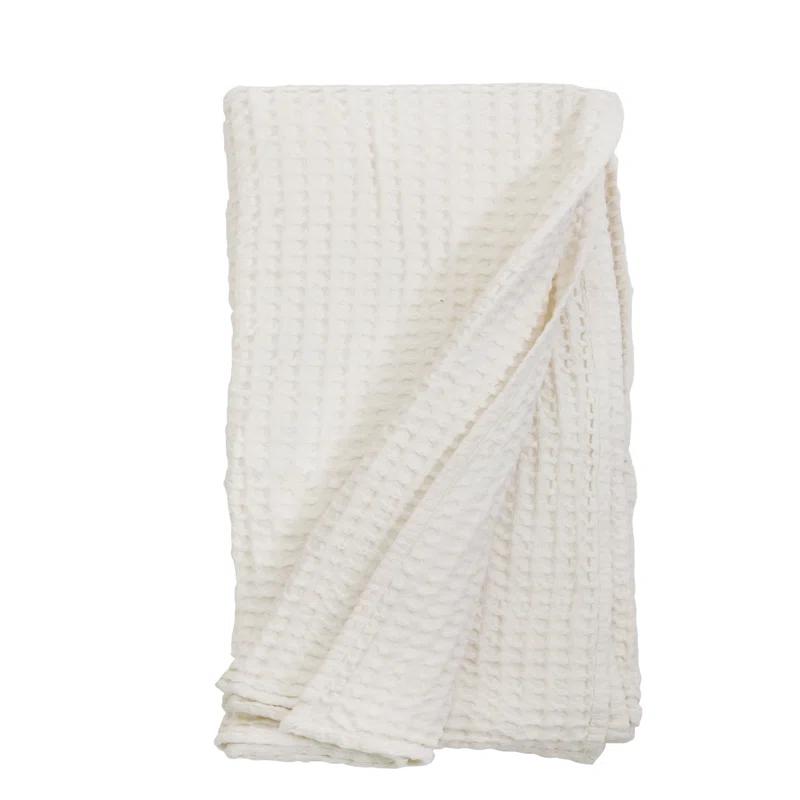 Zuma Cotton Waffle Weave Blanket by Pom Pom at Home - Cream / King