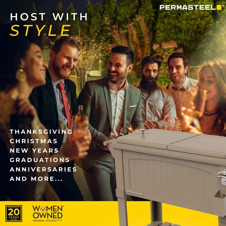 Permasteel 80 Qt. Furniture Style Rolling Patio Cooler