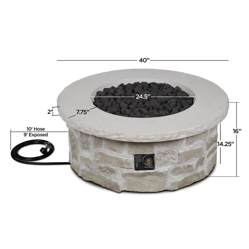 Real Flame Scottsdale 40" Round Stone Propane Fire Pit Table By Real Flame