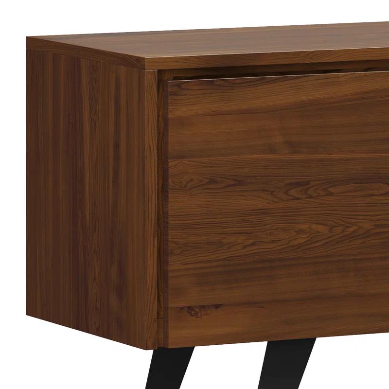 Simpli Home Lowry 63"W Solid Wood Modern Industrial TV Stand for TVs up to 70" with Storage