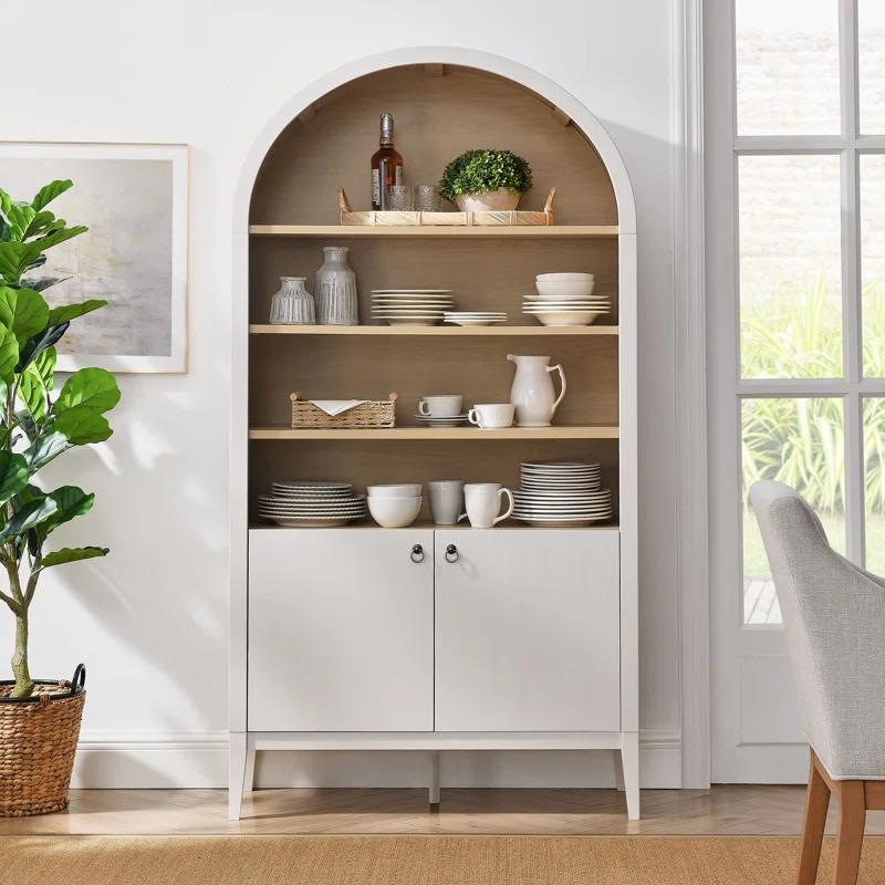 Modway Nolan 74" Tall Arched Storage Display Cabinet Bookshelf