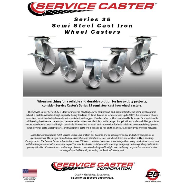 Service Caster Semi Steel Wheel Swivel Caster with Roller Bearing