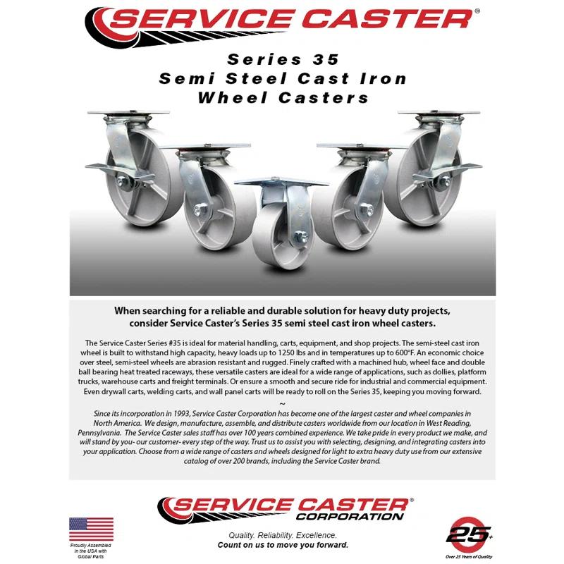 Service Caster Semi Steel Wheel Swivel Caster with Roller Bearing
