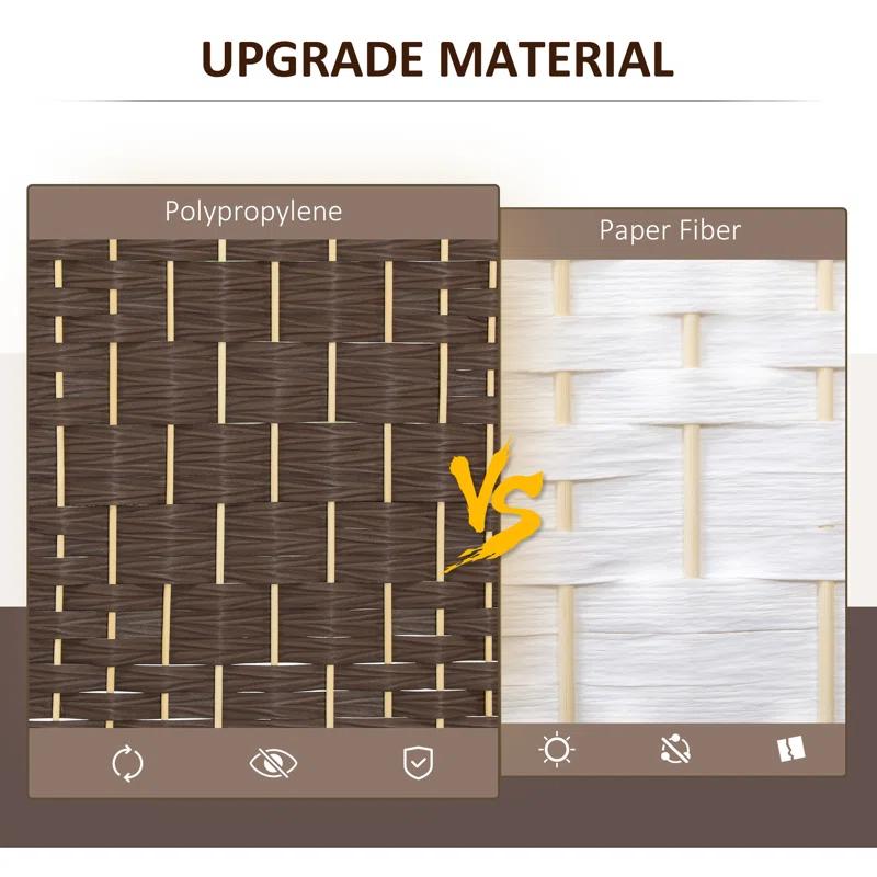 Winston Porter 3 Panel Room Divider, 6' Tall Folding Privacy Screen, Hand-Woven Freestanding Wall Partition For Home Office, Bedroom