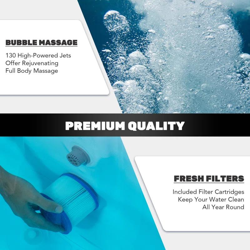 CO-Z 110 Volt 6 Person - Person 130 - Jet Vinyl Round Inflatable Hot Tub