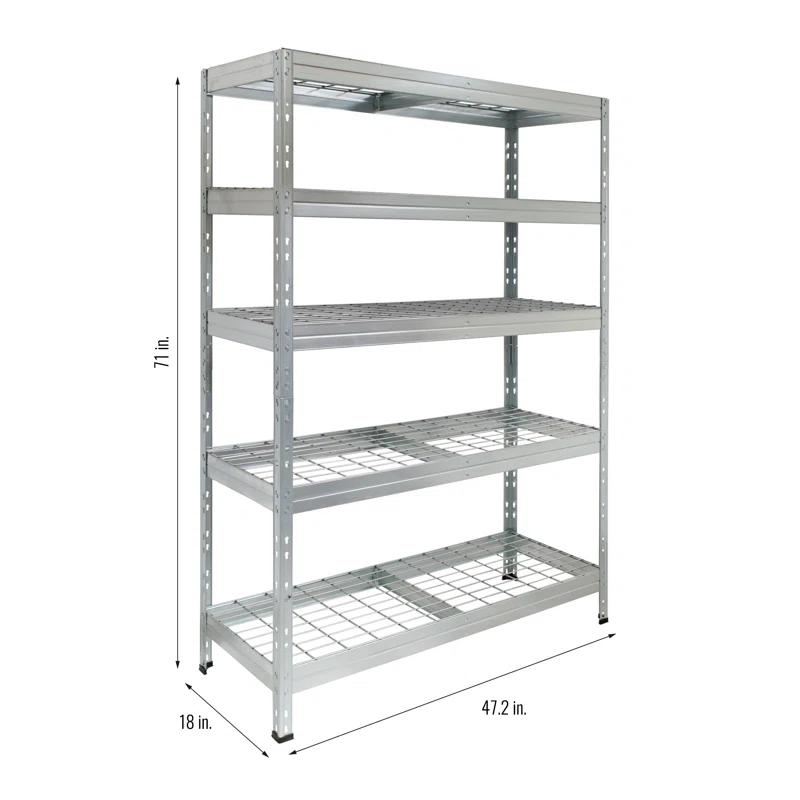 AR SHELVING Ar Shelving 5-Tier Galvanized Steel Garage Storage Shelving Unit in Silver with Wire Racks (35.4 in. W x 71 in. H x 18 in. D) NSF Certified