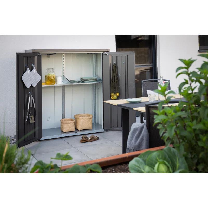 Biohort Biohort Romeo 4 ft. 3 in. W Metal Vertical Tool Shed in Dark Gray