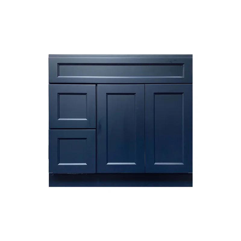 Vanity Art 36 Inch Single Shutter Door Bathroom Vanity Base Cabinet with 2 Functioning Shaker Drawers, Strudy Floor Mount Storage Cabinet Organizer for Bedroom, Living Room, Kitchen, VA4036-2LBLUE