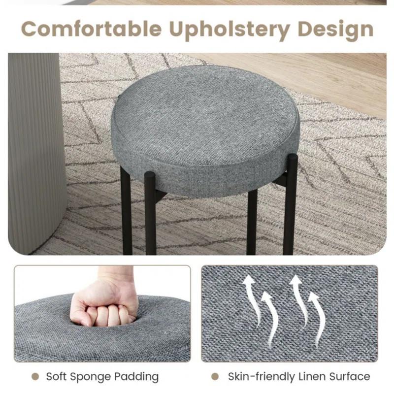 George Oliver Bar Stools Set Of 4 Upholstered Kitchen Stools With Foot Pads