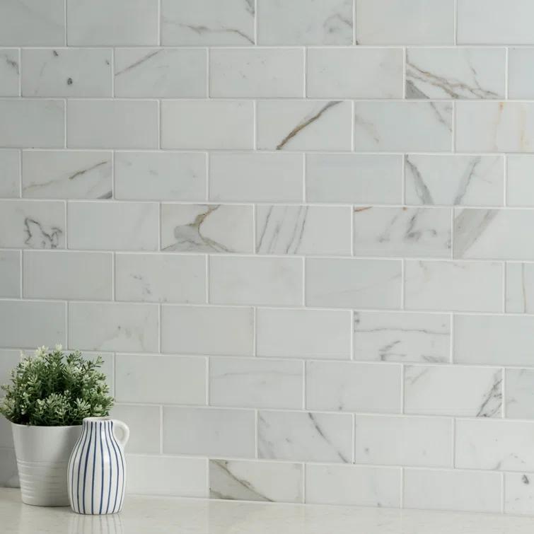 Calacatta Gold 3" x 6" Polished Marble Subway Tile