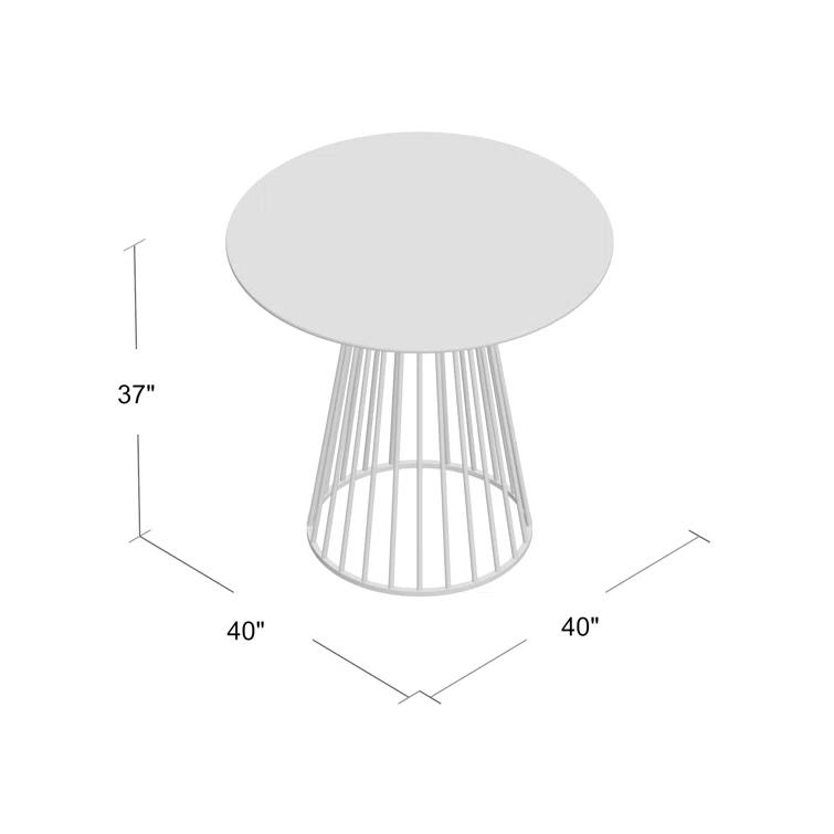 Mercer41 Cazzie Round Glass Top Metal Base Dining Table