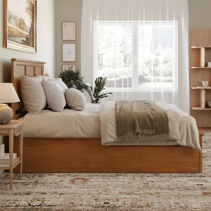 AFI Furnishings Madison Solid Wood Platform Bed with Matching Footboard & Storage Drawers