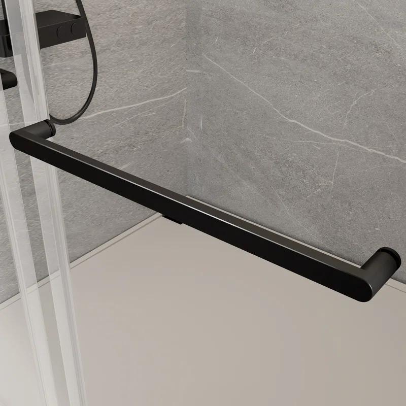 LAWRENCE 56-60"W X 75"H Frameless Double Sliding Shower Door, 304 Stainless Steel In Matte Black, 5/16" (8Mm) Thick SGCC Tempered Clear Glass. | Wayfair