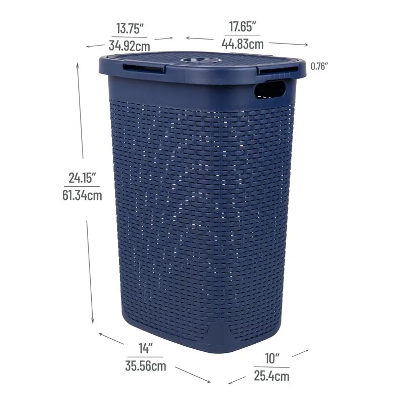 Mind Reader Mind Reader 40L Slim Laundry Hamper, Clothes Basket, Lid, Wicker Design, Plastic